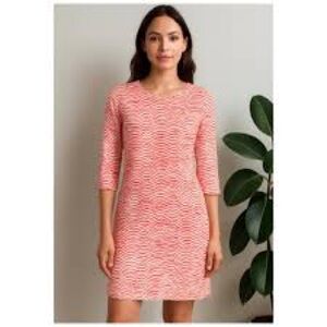 J. McLaughlin Red and White Long Sleeve Dress